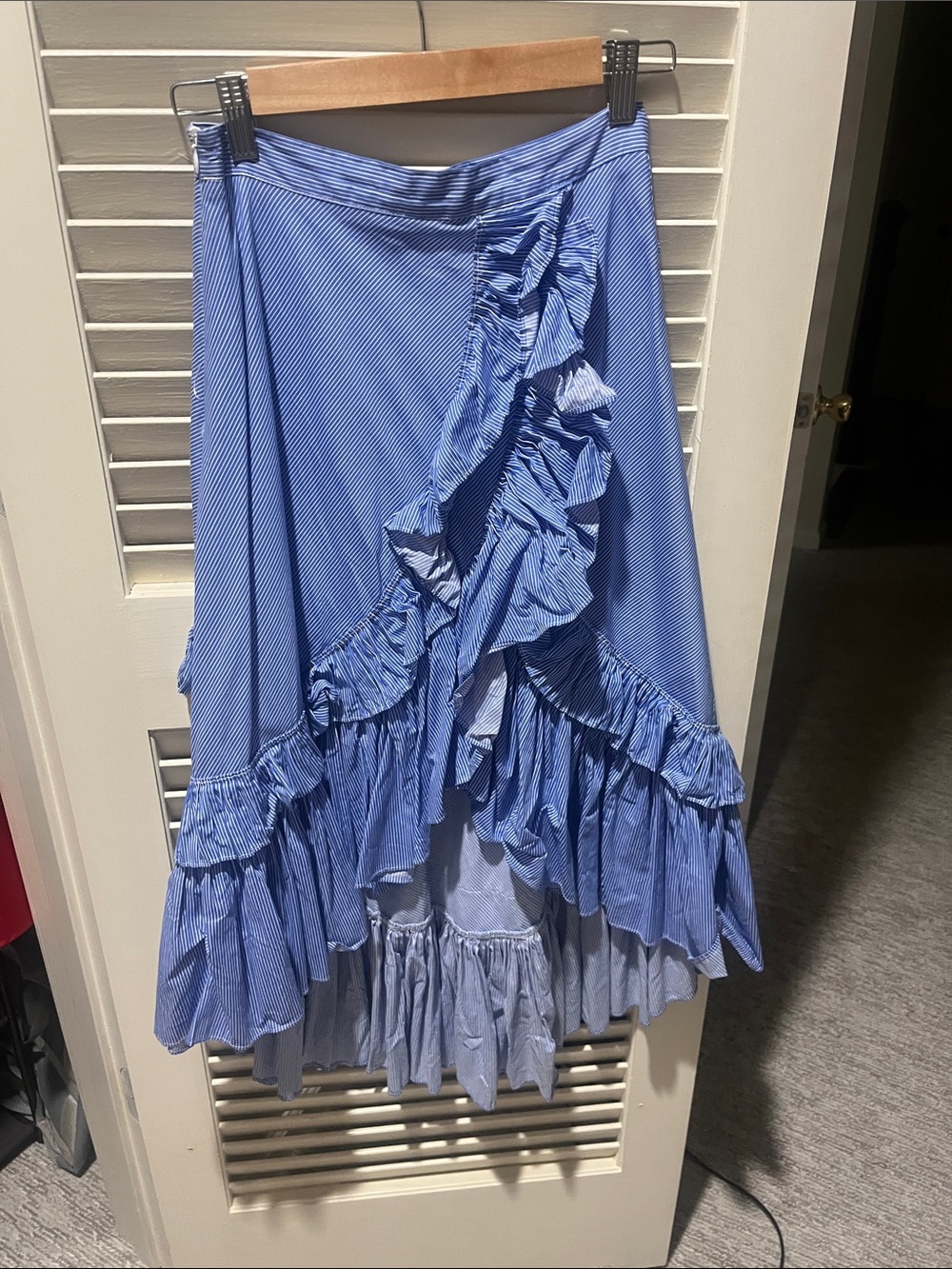Chicwish Light Blue Striped Ruffle High-Low Skirt
